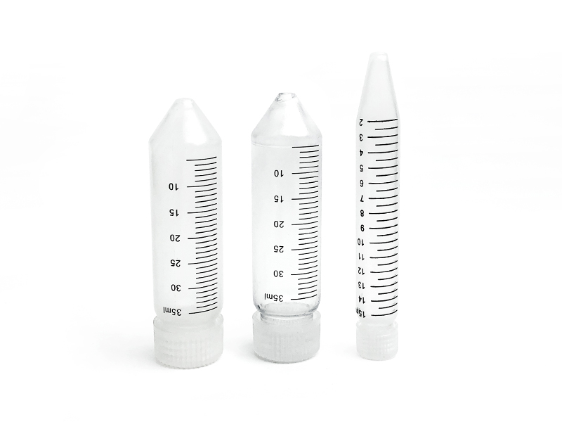 High speed centrifuge tubes with standard lid and pointed bottom